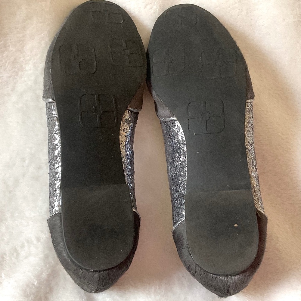 Gray IMAN Slip On Calf Hair Glittery Loafer Flats - Picture 14 of 14